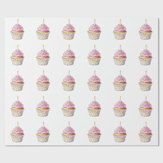 Birthday Cupcake Wrapping Paper (Flat)