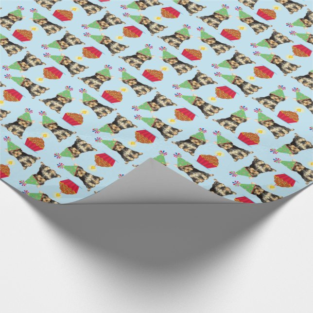 Birthday Cupcake Yorkie Wrapping Paper (Corner)