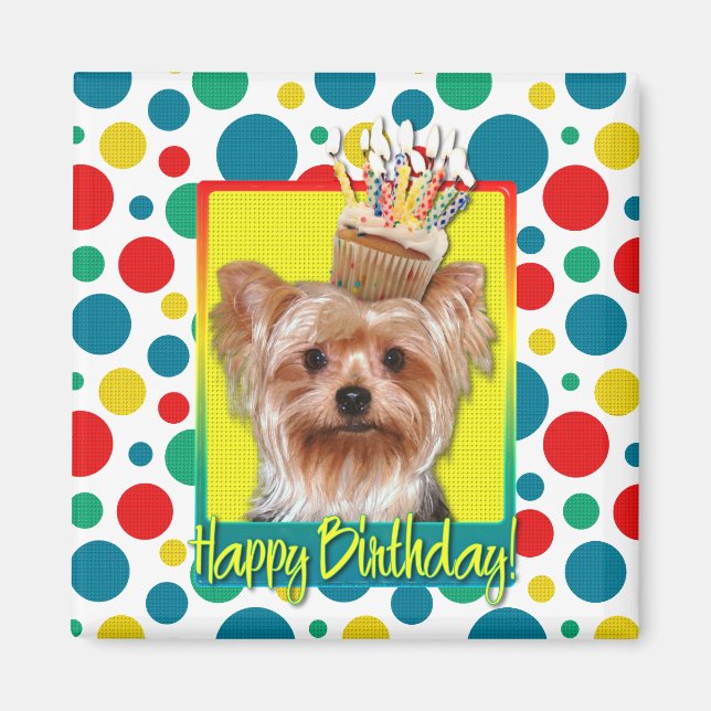 Birthday Cupcake - Yorkshire Terrier Magnet (Front)