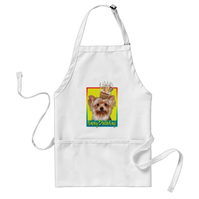 Birthday Cupcake - Yorkshire Terrier Standard Apron (Front)