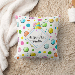 Birthday Cupcakes and Dots Monogram Cushion