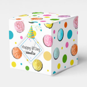 Birthday Cupcakes and Dots Monogram Favour Box