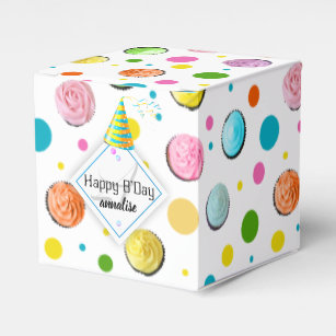 Birthday Cupcakes and Dots Monogram Favour Box