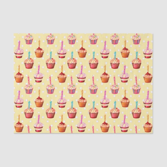 Birthday Cupcakes and Polka Dot Tissue Paper (Front)