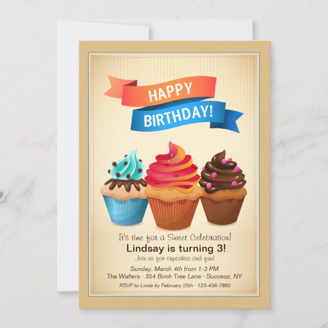Birthday Cupcakes Invitation (Front)