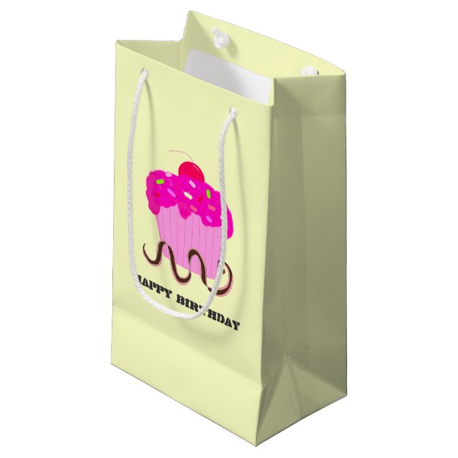 Birthday Cupcakes Small Gift Bag (Front Angled)