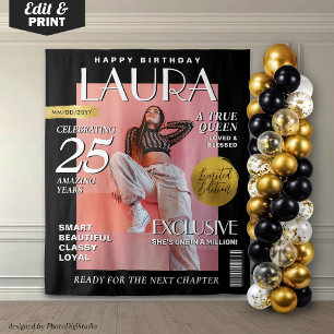 Birthday Custom Magazine Cover Backdrop Fashion Tapestry