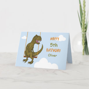 Birthday Custom Name, Age Personalised Dinosaur on Card