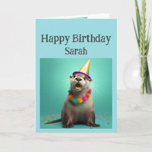 Birthday Custom Name Fun Otter Animal Humour Card