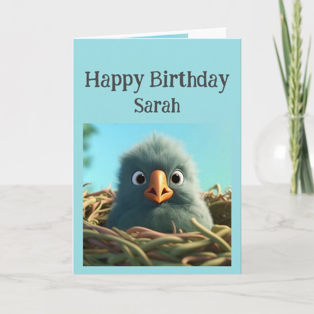 Birthday Custom Name Fun Tweetest Person Bird Card (Front)