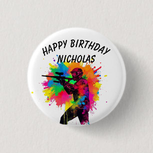 Birthday Custom Name Paintball 3 Cm Round Badge