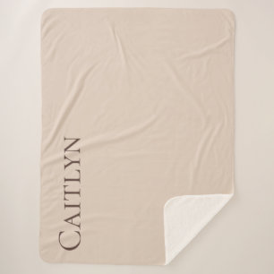Birthday Custom Name Warm Taupe-Beige & Rich Cocoa Sherpa Blanket