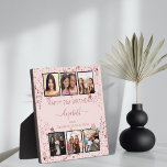 Birthday custom photo collage rose gold friends plaque<br><div class="desc">A gift from friends for a woman's 21st (or any age) birthday, celebrating her life with a collage of 6 of your high quality photos of her, her friends, family, interest or pets. Personalize and add her name, age 21 and your names. A stylish, feminine rose gold background. Decorated with...</div>
