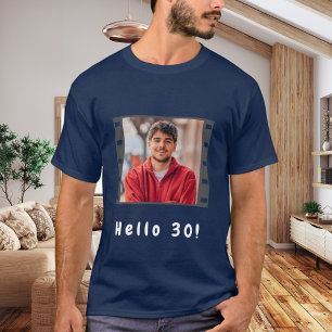 Birthday custom photo film hello guys men blue T-Shirt