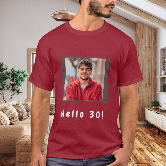 Birthday custom photo film hello guys men red T-Shirt (Creator Uploaded)