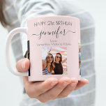 Birthday custom photo friends blush pink chic coffee mug<br><div class="desc">A gift from friends for a woman's 21st birthday, celebrating her life with 3 of your photos of her, her friends, family, interest or pets. Personalise and add her name, age 21 and your names. Black coloured letters. A girly, feminine blush pink, rose gold coloured background. Her name is written...</div>