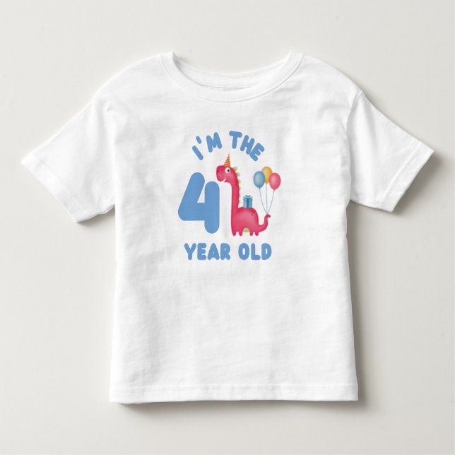 Birthday Cute Dinosaur - I'm The 4 Year Old Toddler T-Shirt (Front)