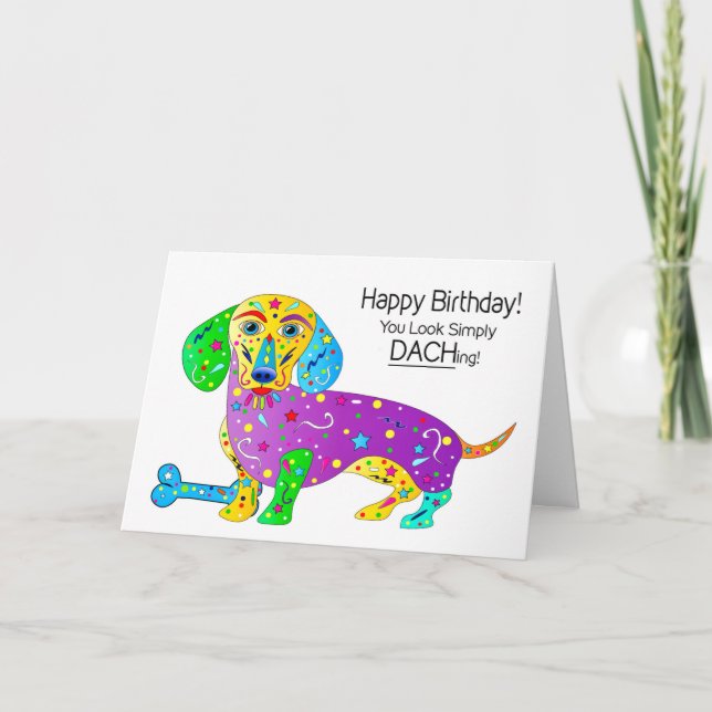 Birthday Dachshund Dog Kaleidoscope Collection Card (Front)