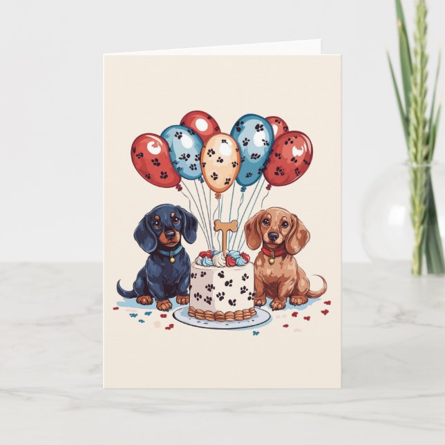 Birthday Dachshund Dogs Card (Front)