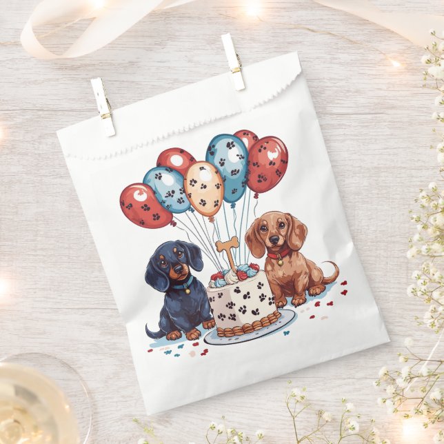 Birthday Dachshund Dogs Favour Bag (Clipped)