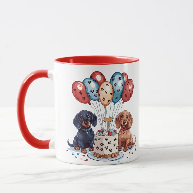 Birthday Dachshund Dogs Mug (Left)
