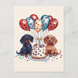 Birthday Dachshund Dogs Postcard