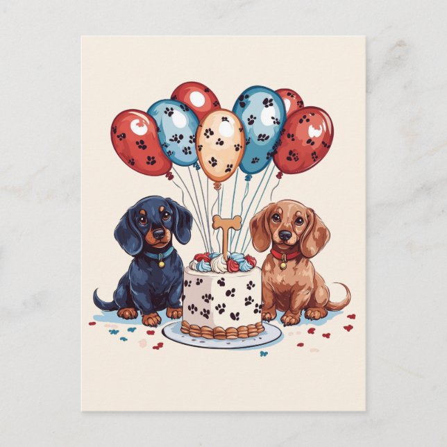 Birthday Dachshund Dogs Postcard (Front)
