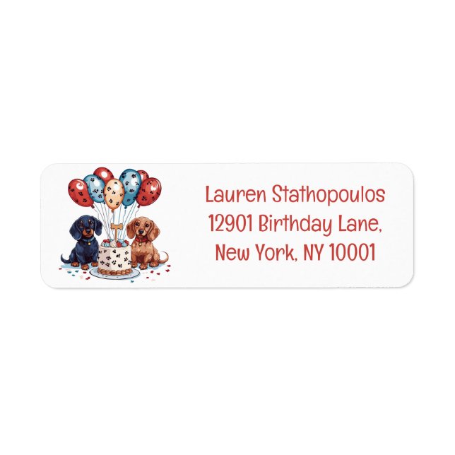 Birthday Dachshund Dogs Return Address Label (Front)