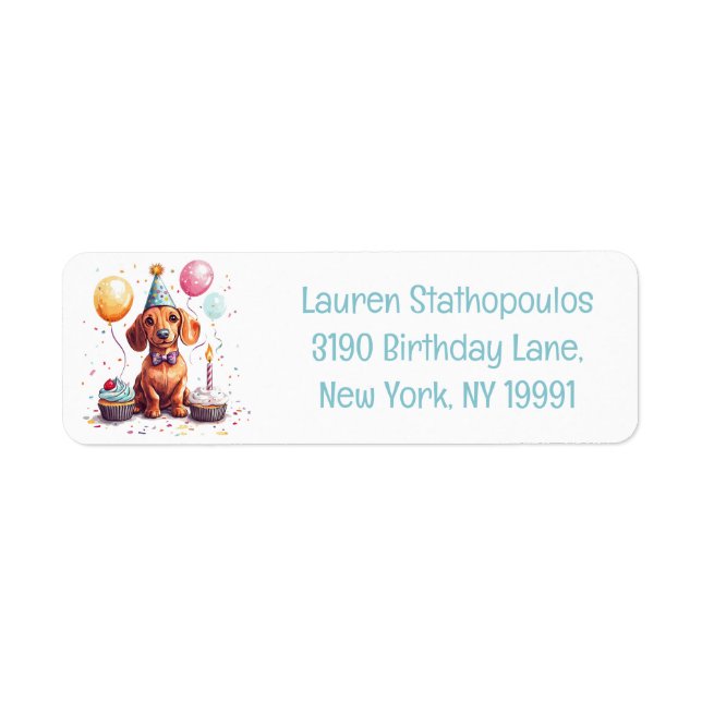 Birthday Dachshund Dogs Return Address Label (Front)