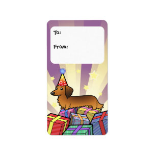 Birthday Dachshund Gift Tags (longhair)
