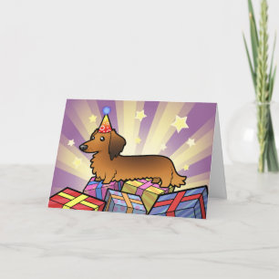 Birthday Dachshund (longhair) Card