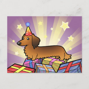 Birthday Dachshund (longhair) Postcard