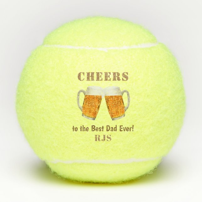 Birthday Dad Beer Cheers Monogram Tennis Balls (Front)
