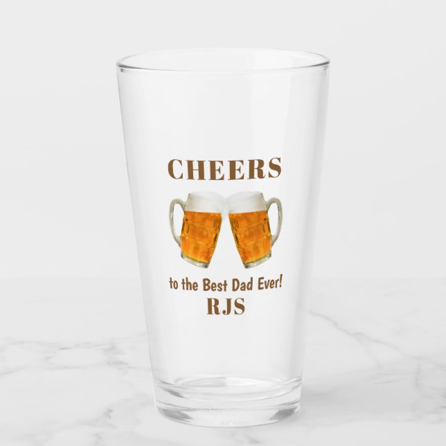 Birthday Dad Best Ever Monogram Beer Pint Glass (Front)