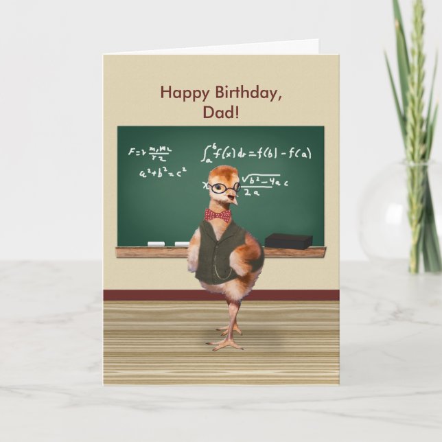 Birthday, Dad, Funny Baby Bird, Customisable Card (Front)