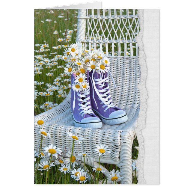 Birthday Daisy Bouquet in Purple Sneakers (Front)