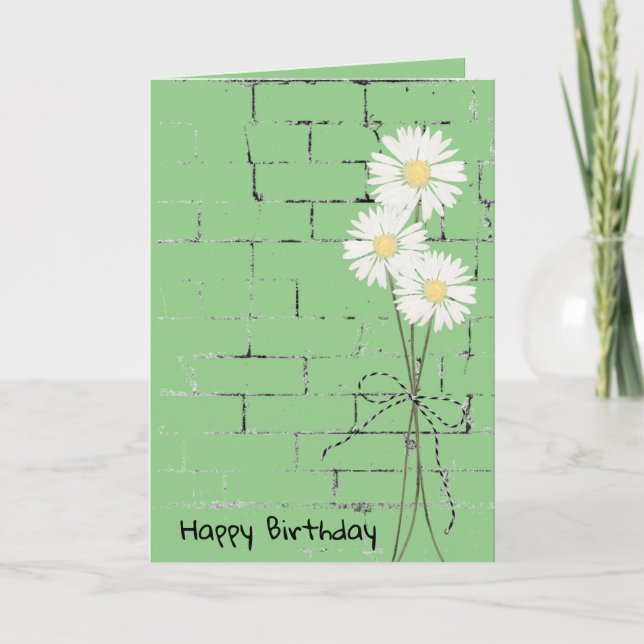 Birthday Daisy Bouquet on Brick  Card (Front)