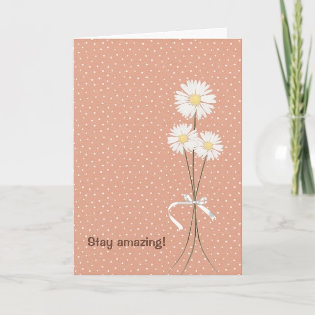 birthday daisy bouquet on pin dots card (Front)