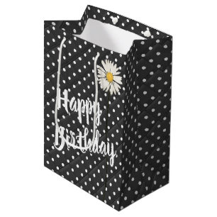 Birthday Daisy On Polka Dots Medium Gift Bag