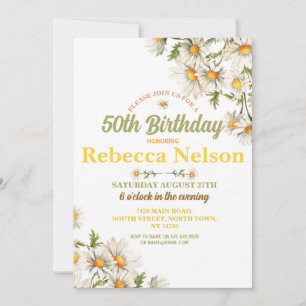 Birthday Daisy Party Invite Any Age Floral