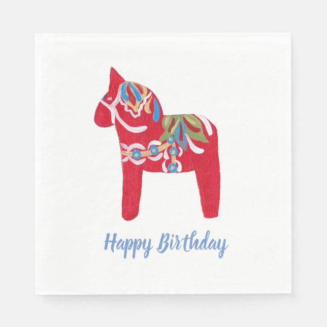 Birthday Dala Horse Napkin (Front)