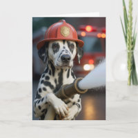Birthday Dalmatian Dog Holding a Fire Hose