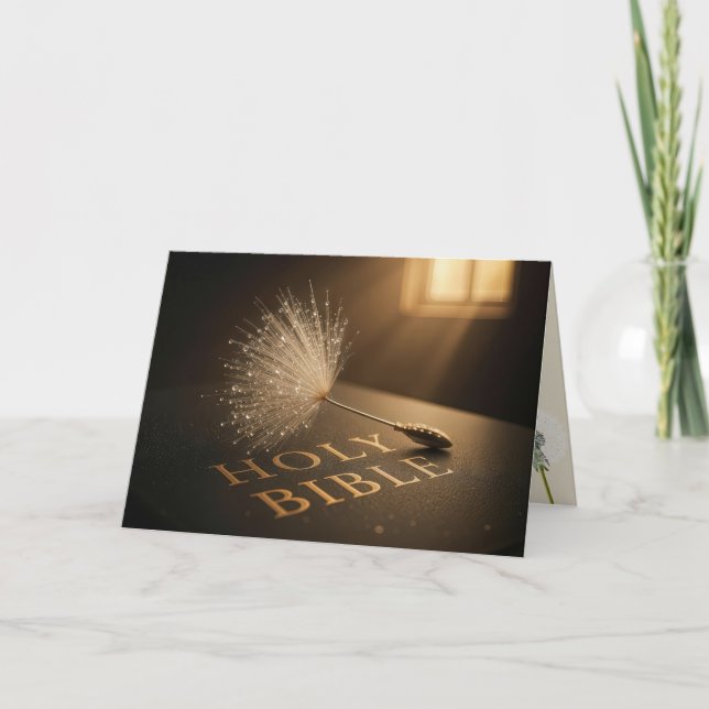 Birthday Dandelion Seedling On a Bible  Card (Front)