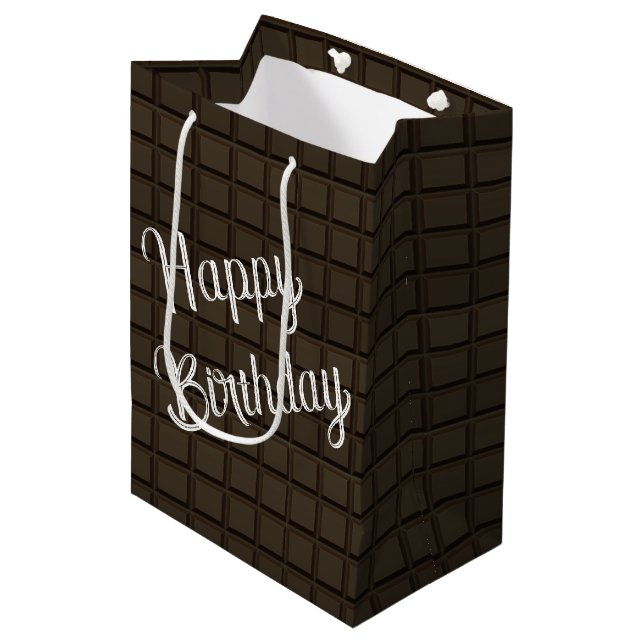 Birthday Dark Chocolate Candy Bar Medium Gift Bag (Front Angled)