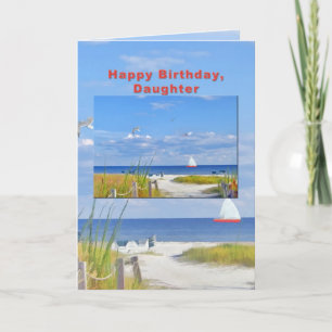 Birthday, Daughter, Beach and Ocean View Card
