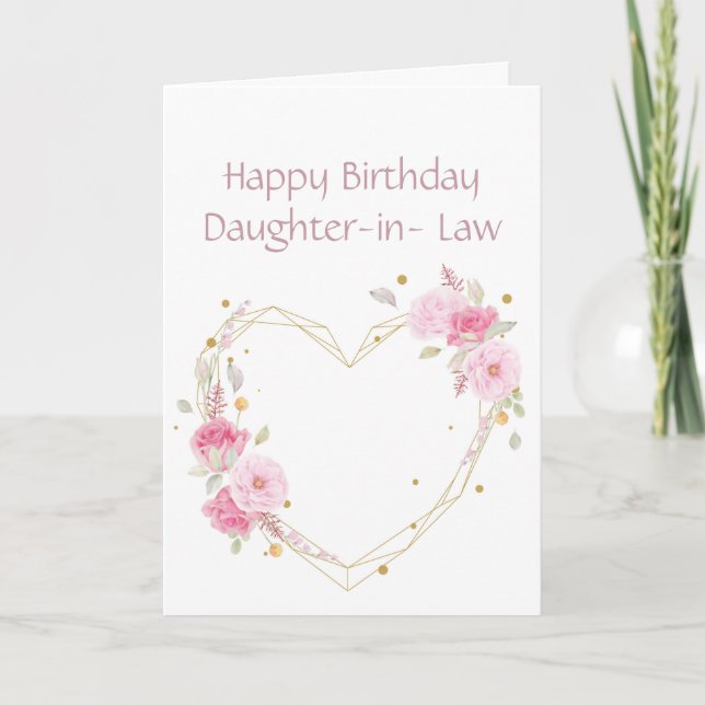 Birthday Daughter in Law Flower Heart Card (Front)