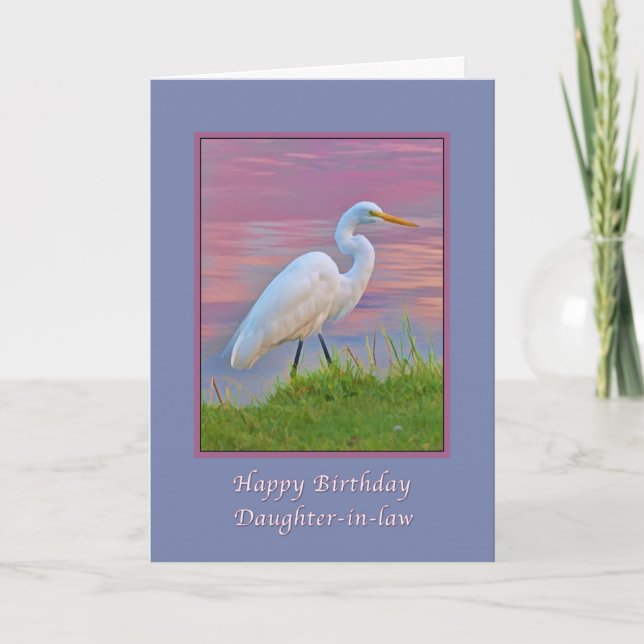 Birthday, Daughter-in-law, Great Egret Strolling a Card (Front)