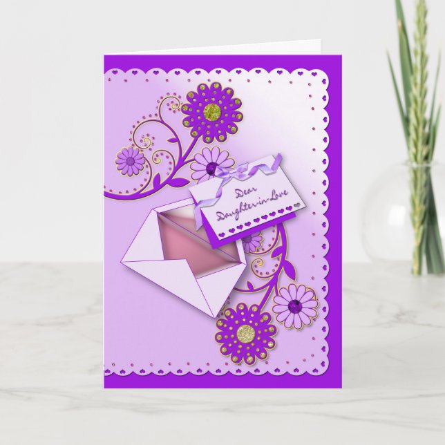 Birthday - Daughter-in-Law - Purple/Flowers/Letter Card (Front)