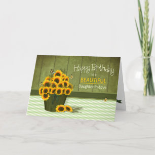 Birthday - Daughter-in-Love -Bucket of Sunflowers Card