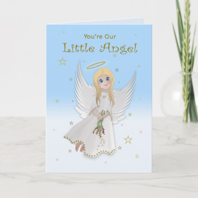 Birthday, Daughter, Our Little Angel, Blonde Angel Card (Front)